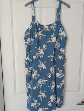 41 Hawthorn Blue Floral Sundress with Cream Print